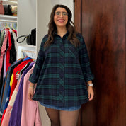 Flannel Long Sleeve Button-Up - Blue/Green *Clearance Sale*