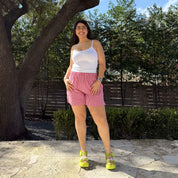 Summer Gingham Shorts - Tomato