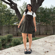 Corduroy Overall Dress - Olive *Clearance Sale*