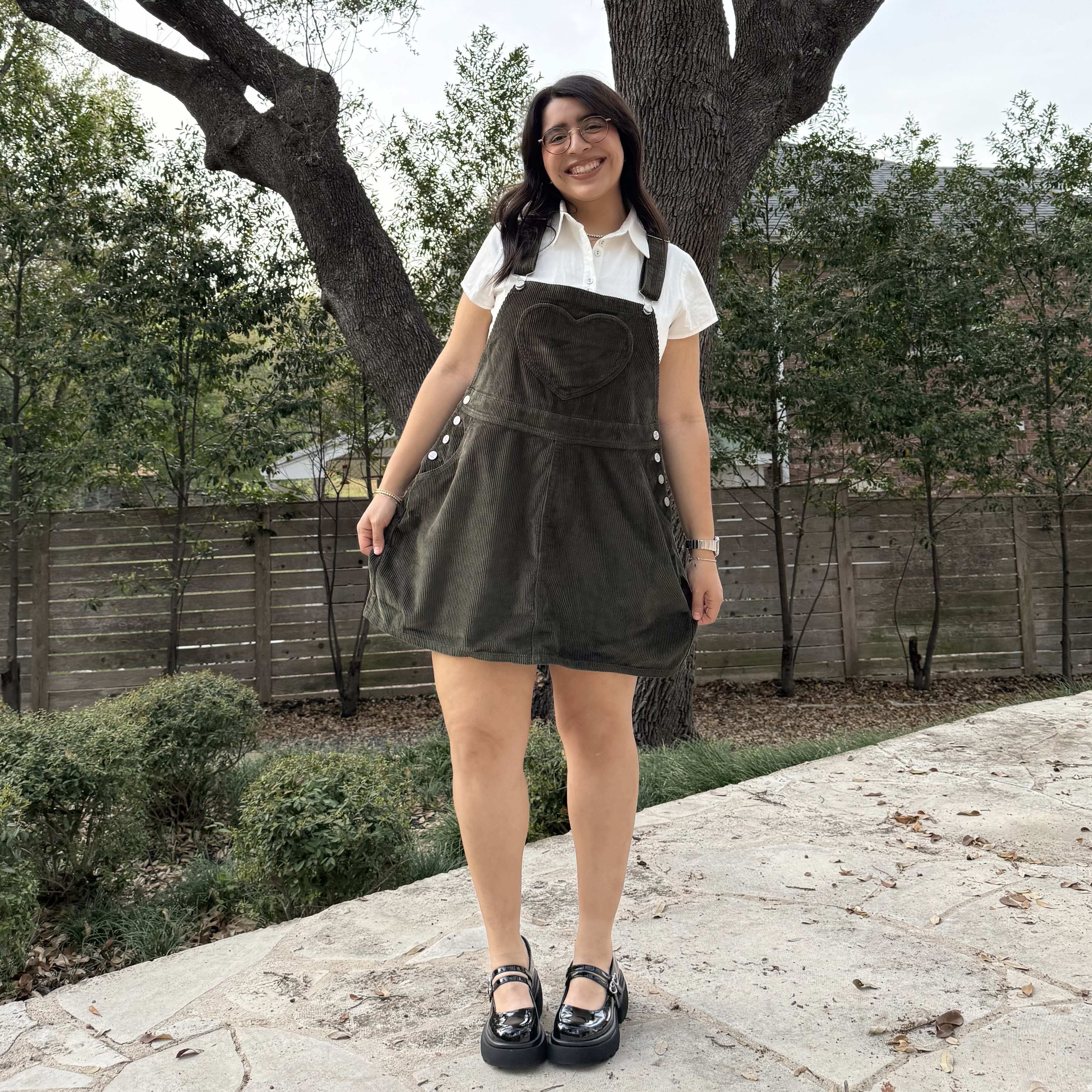 Corduroy Overall Dress - Olive *Clearance Sale*