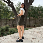 Corduroy Overall Dress - Olive *Clearance Sale*