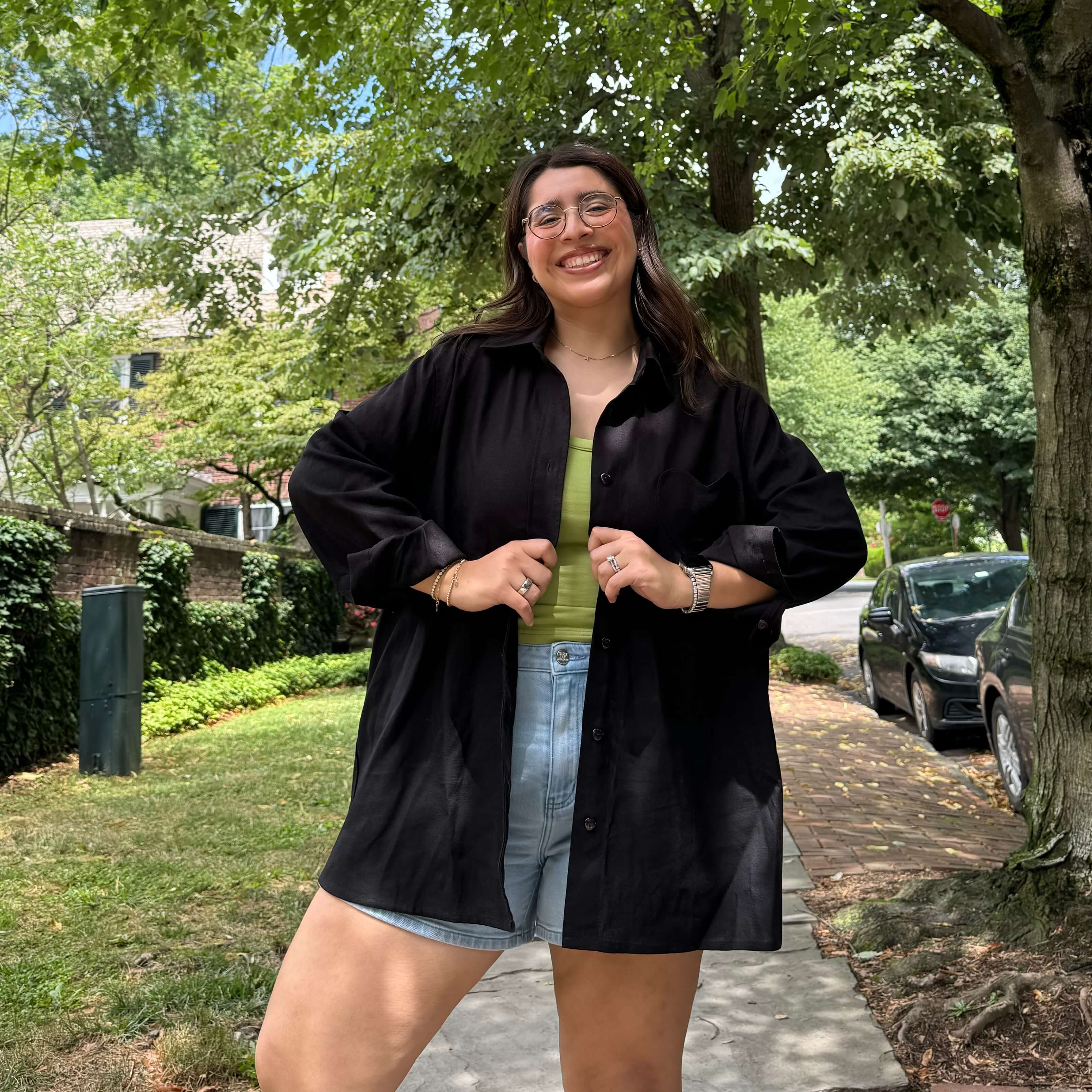 Linen Long-Sleeve Button-Up - Black