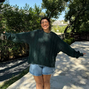 Crewneck Cable-Knit Sweater - Pine