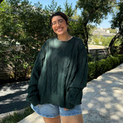 Crewneck Cable-Knit Sweater - Pine