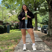 Linen Long-Sleeve Button-Up - Black