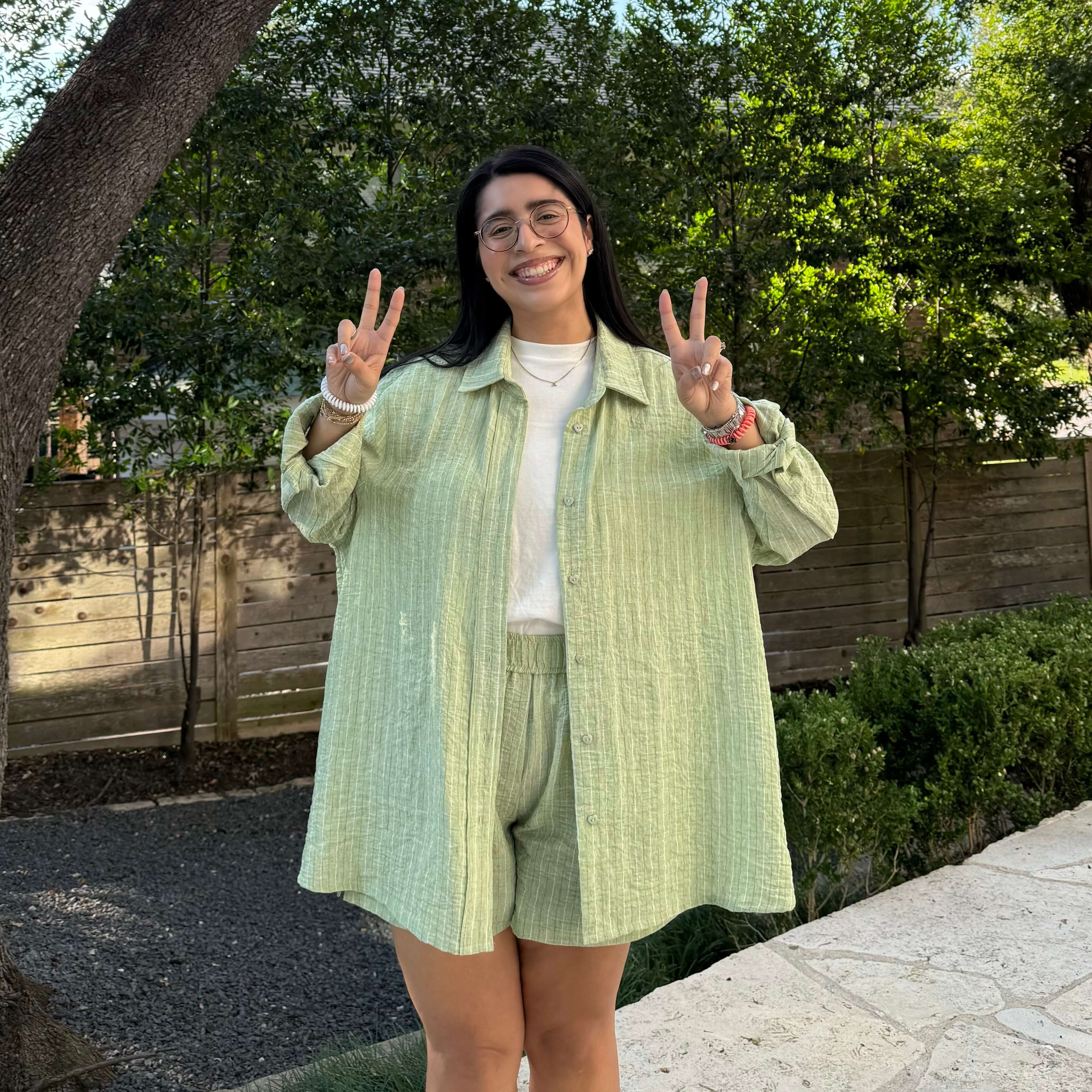 Lightweight Long-Sleeve Button-Up - Celery *Clearance Sale*