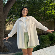 Lightweight Long-Sleeve Button-Up - Beige *Clearance Sale*