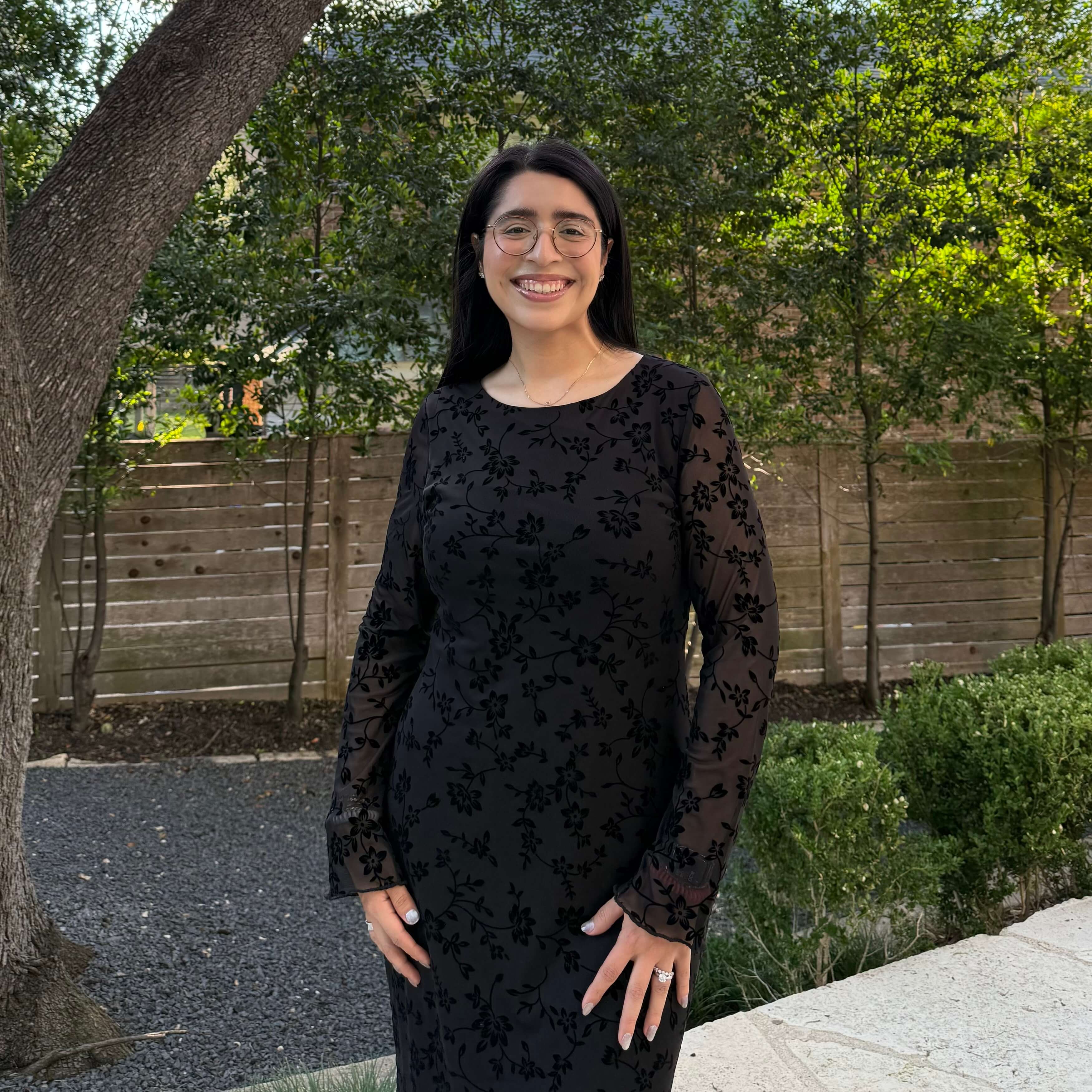 Long-Sleeve Muse Dress - Black Floral