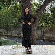 Long-Sleeve Muse Dress - Black Floral