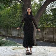 Long-Sleeve Muse Dress - Black Floral