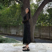 Long-Sleeve Muse Dress - Black Floral