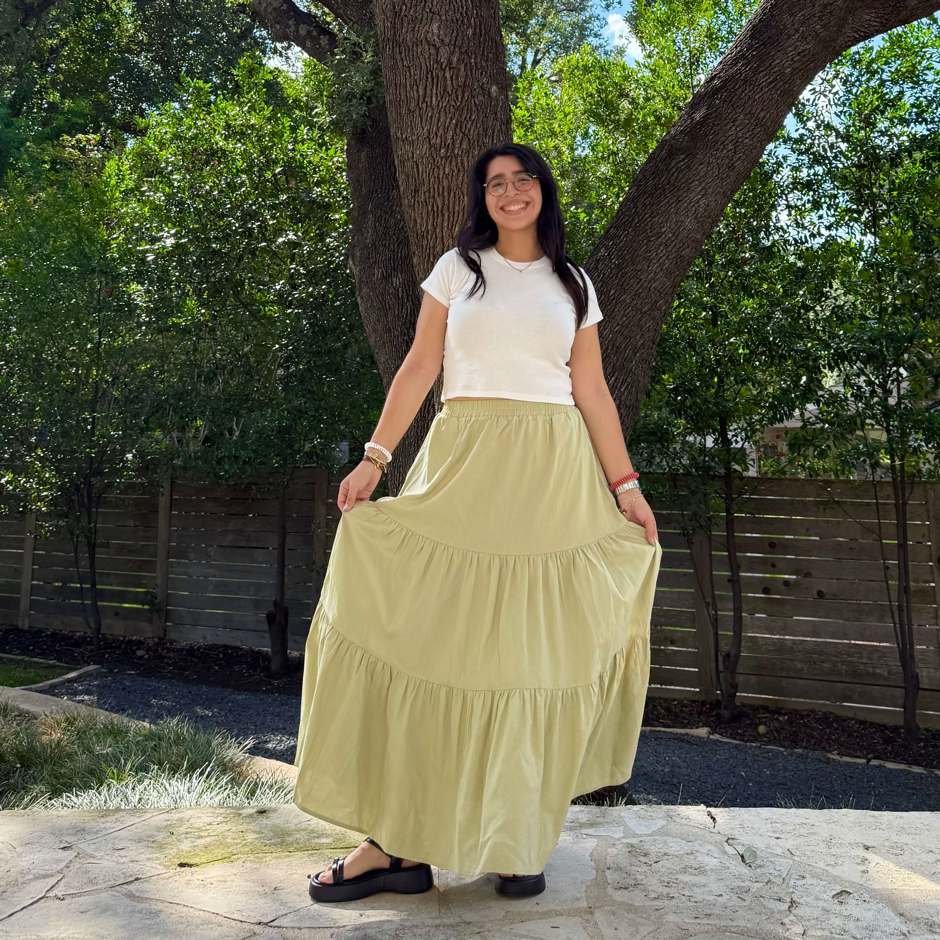 Flowy Long Skirt - Matcha