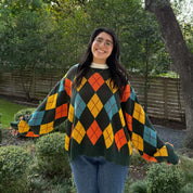 Argyle Oversized Sweater - Green