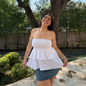 Strapless Tiered Top - Tofu *Clearance Sale*