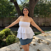 Strapless Tiered Top - Tofu *Clearance Sale*