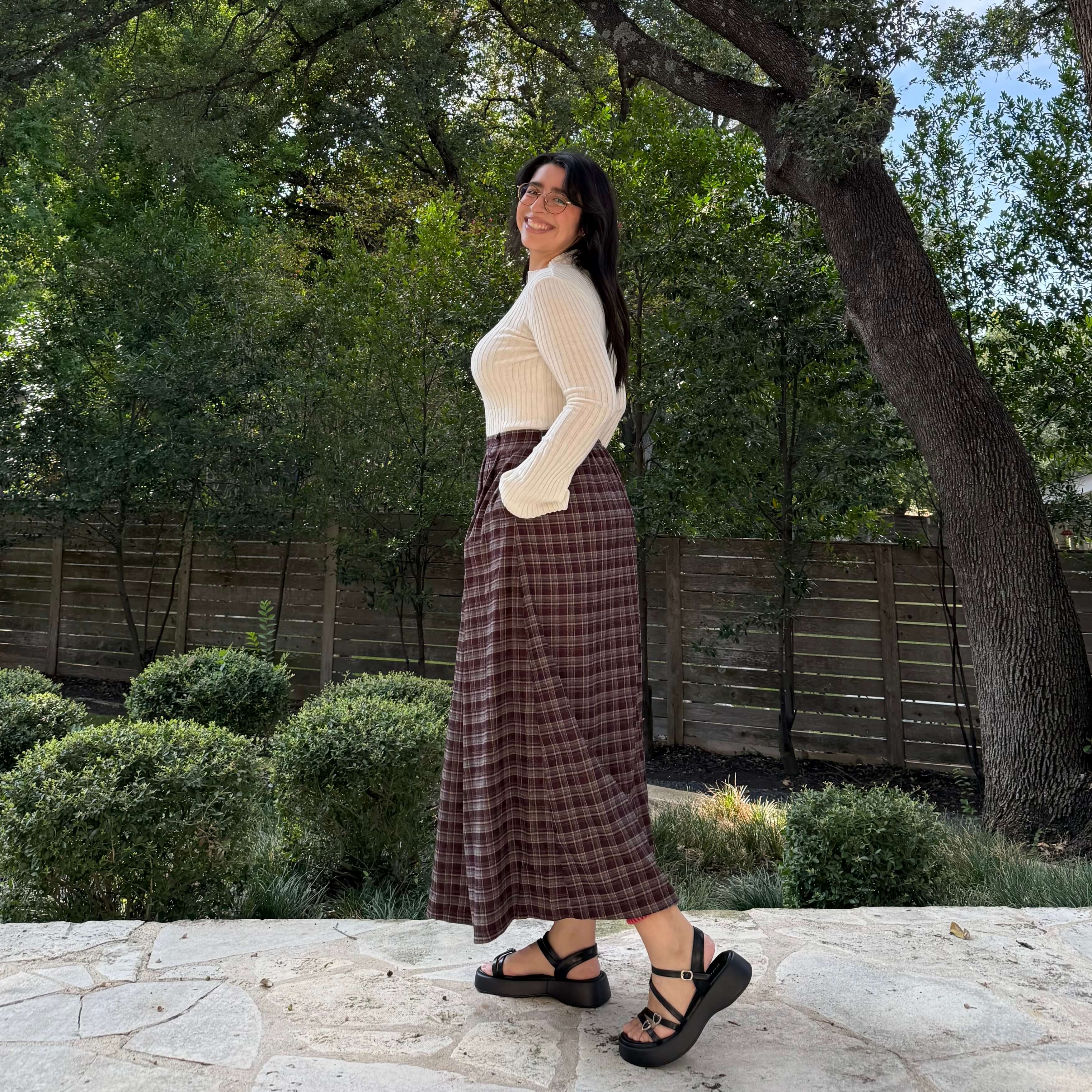 Harvest Moon Skirt - Cranberry Plaid *Clearance Sale*