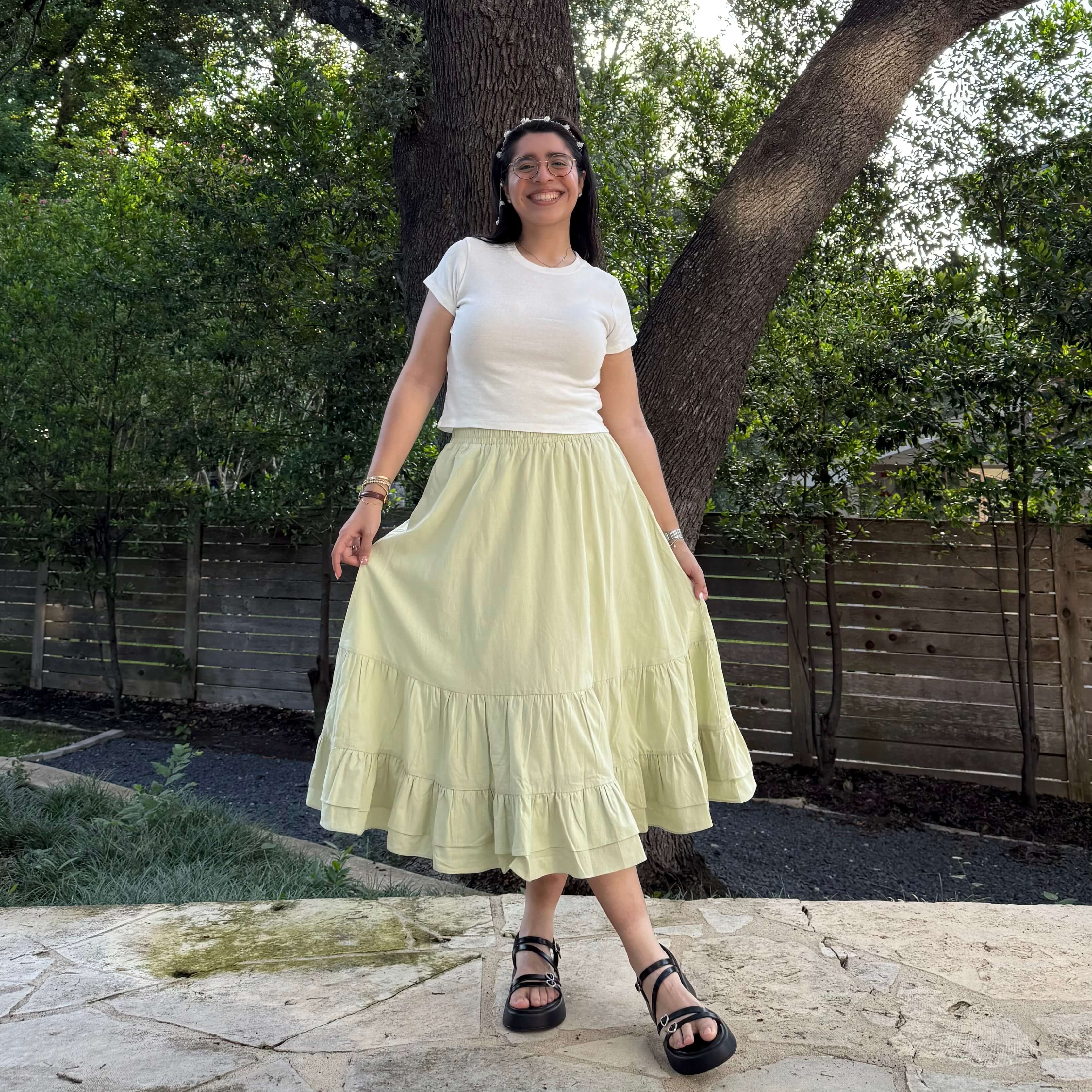 Spring Flowy Skirt - Matcha *Clearance Sale*